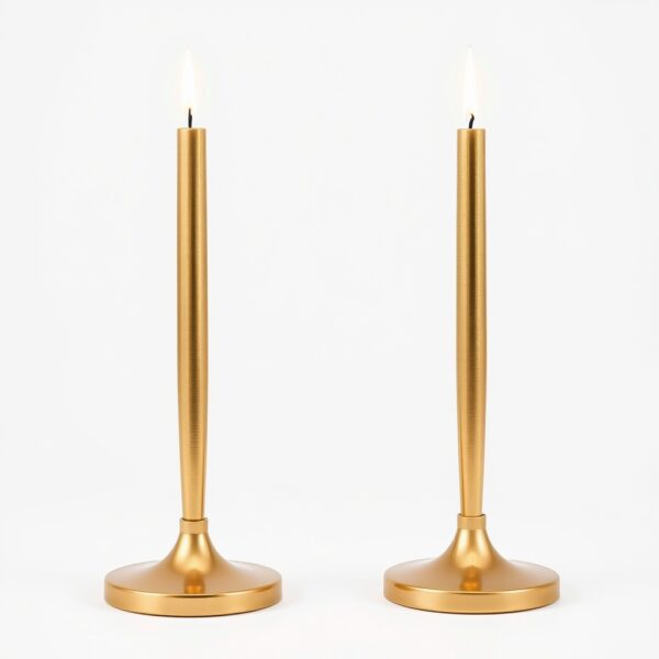 Gold Taper Candle Holders, Pair